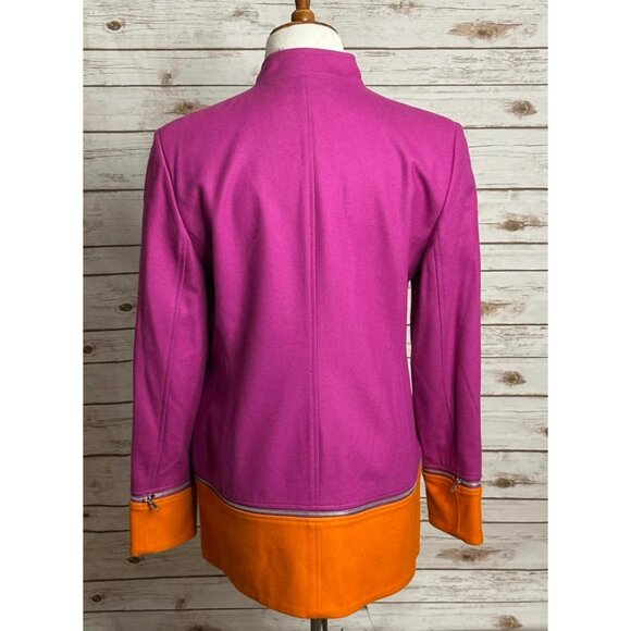 💜🧡 Bold Harve Benard Purple & Orange Wool Blend Coat - Sz 8🧡💜 - Picture 2 of 8